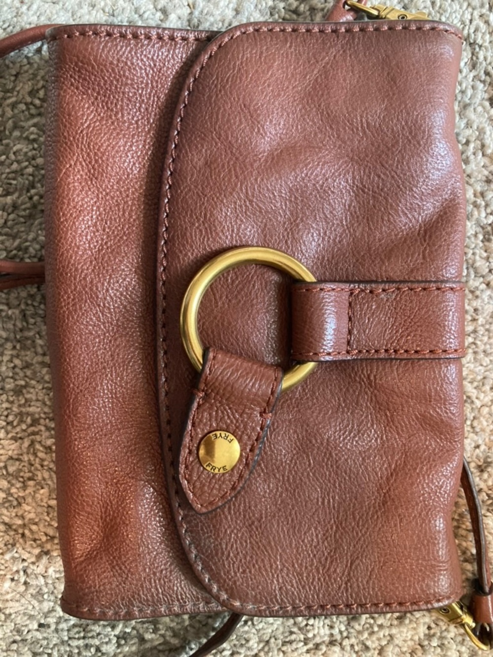 Frye Lucy Women's Small Leather Crossbody Bag/wallet Cognac, Brown - Picture 2 of 4